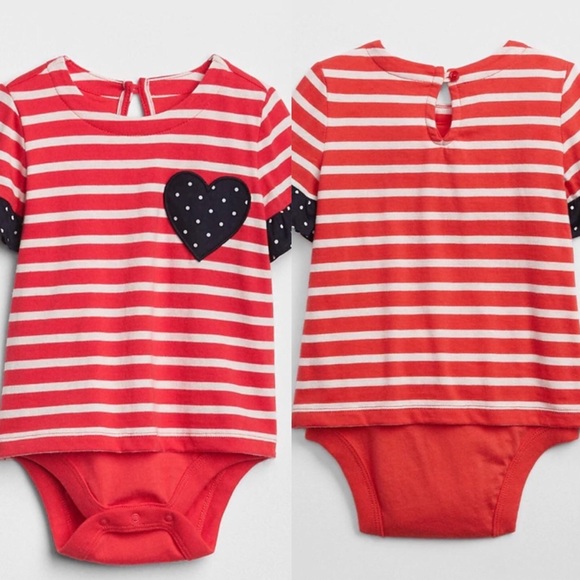 *GAP KIDS* Baby Girl Print Heart Body Double Top - Picture 3 of 5